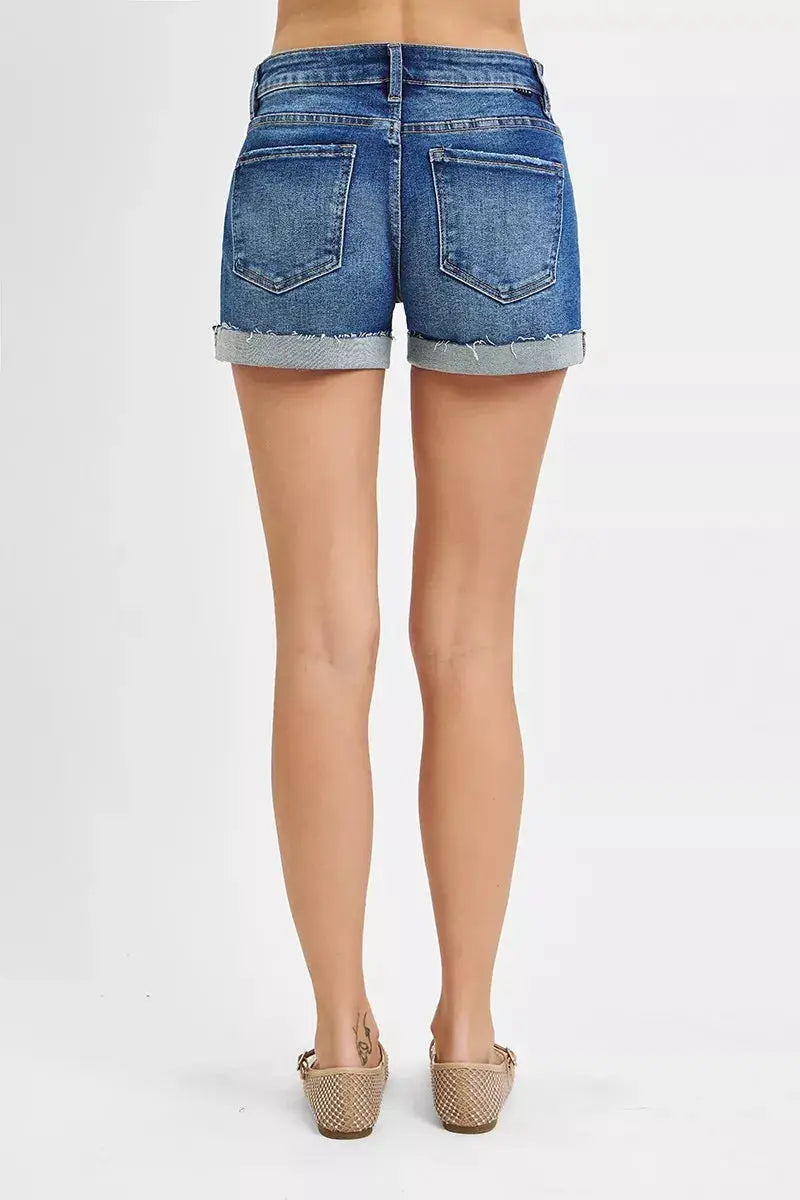 RISEN Low Rise Cuffed Shorts by Trendsi