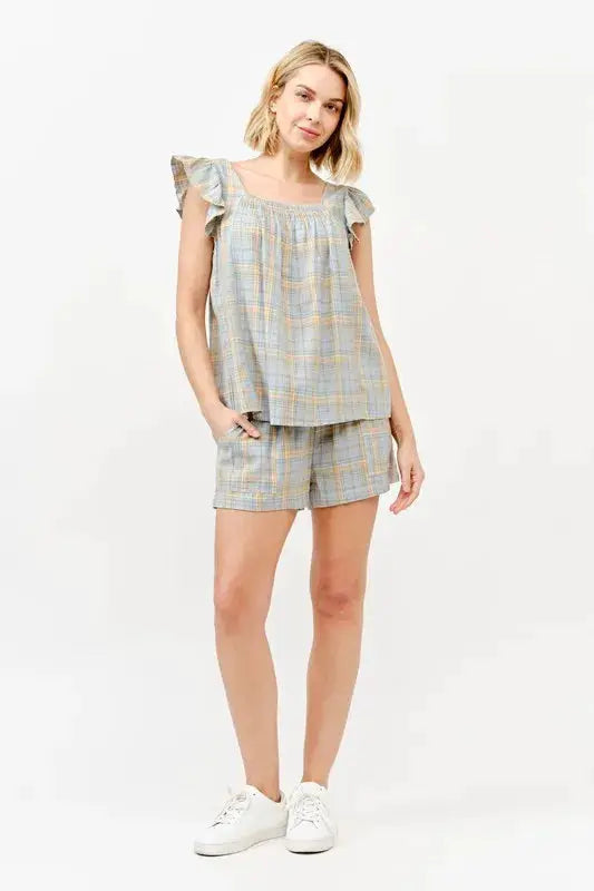 Plaid Print Smocked Detail Casual Shorts | And The Why by Trendsi
