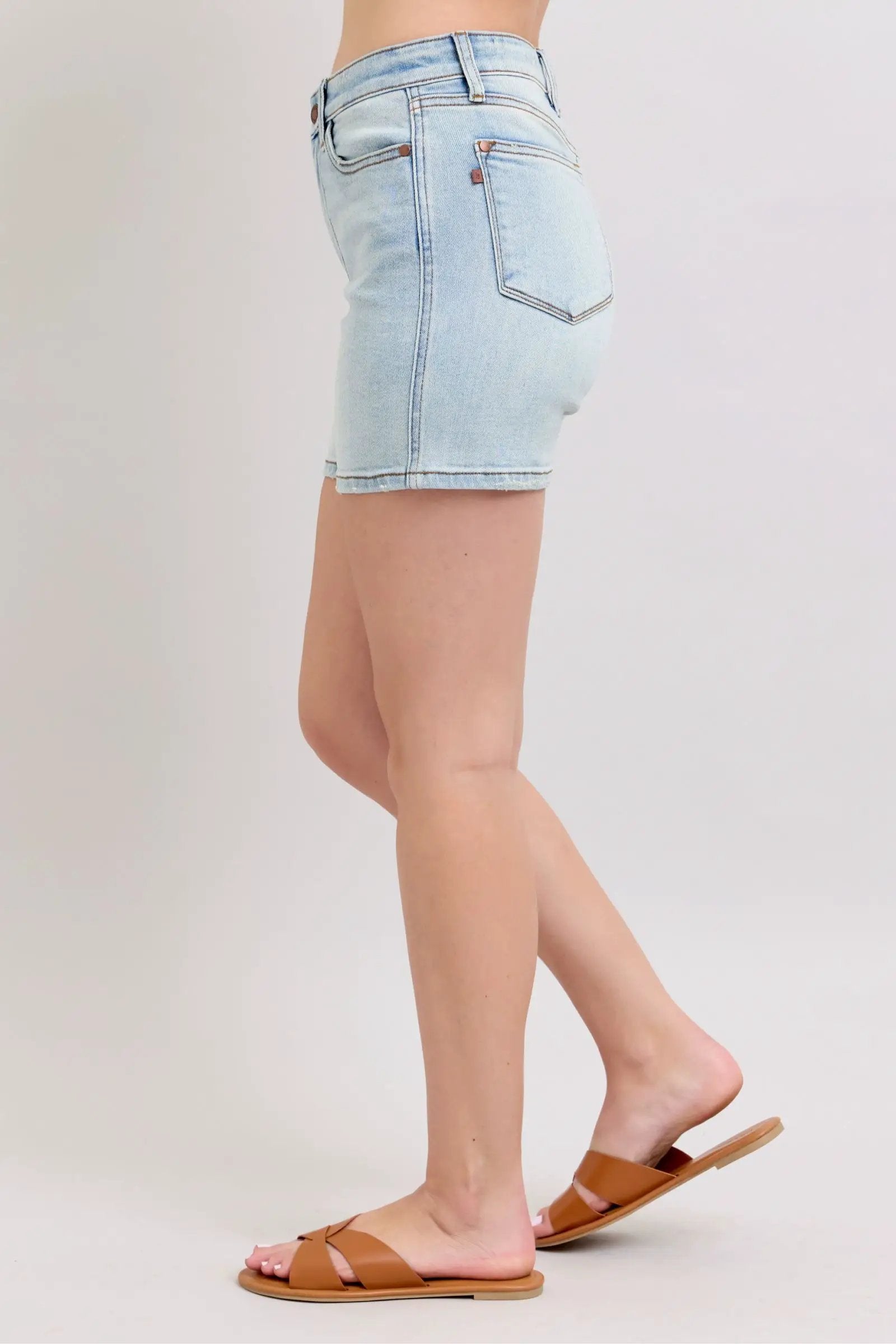 Full Size Two Button Denim Shorts with Pockets Plus Size | Judy Blue by Trendsi