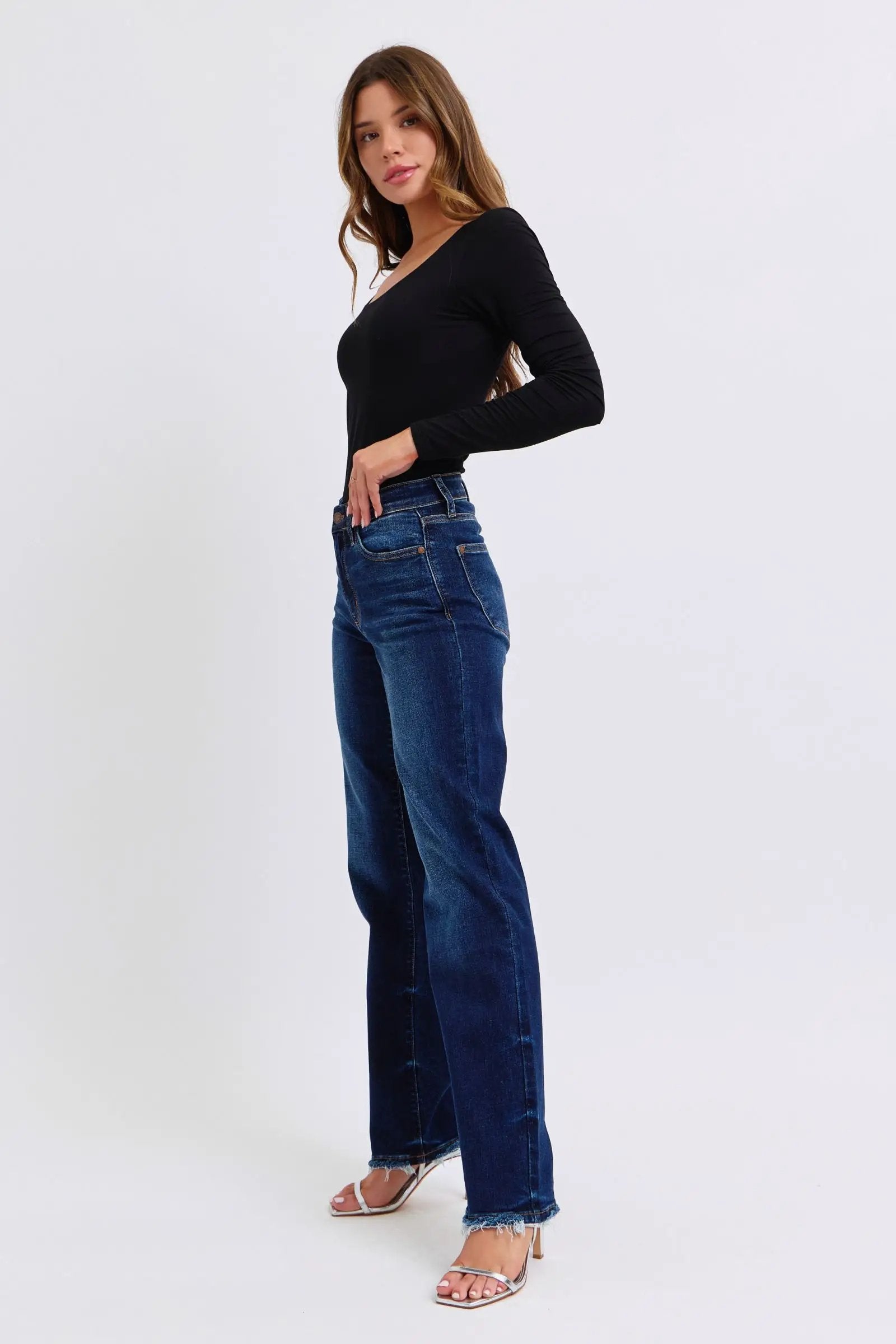 Full Size Raw Hem Straight Leg Jeans | Judy Blue by Trendsi