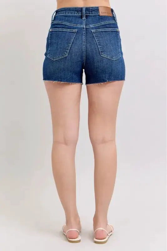 Full Size High Waist Criss-Cross Waistband Denim Shorts Plus | Judy Blue by Trendsi