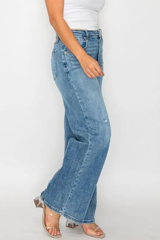 Full Size High Rise Wide Leg Jeans with Pockets | bytos by Trendsi