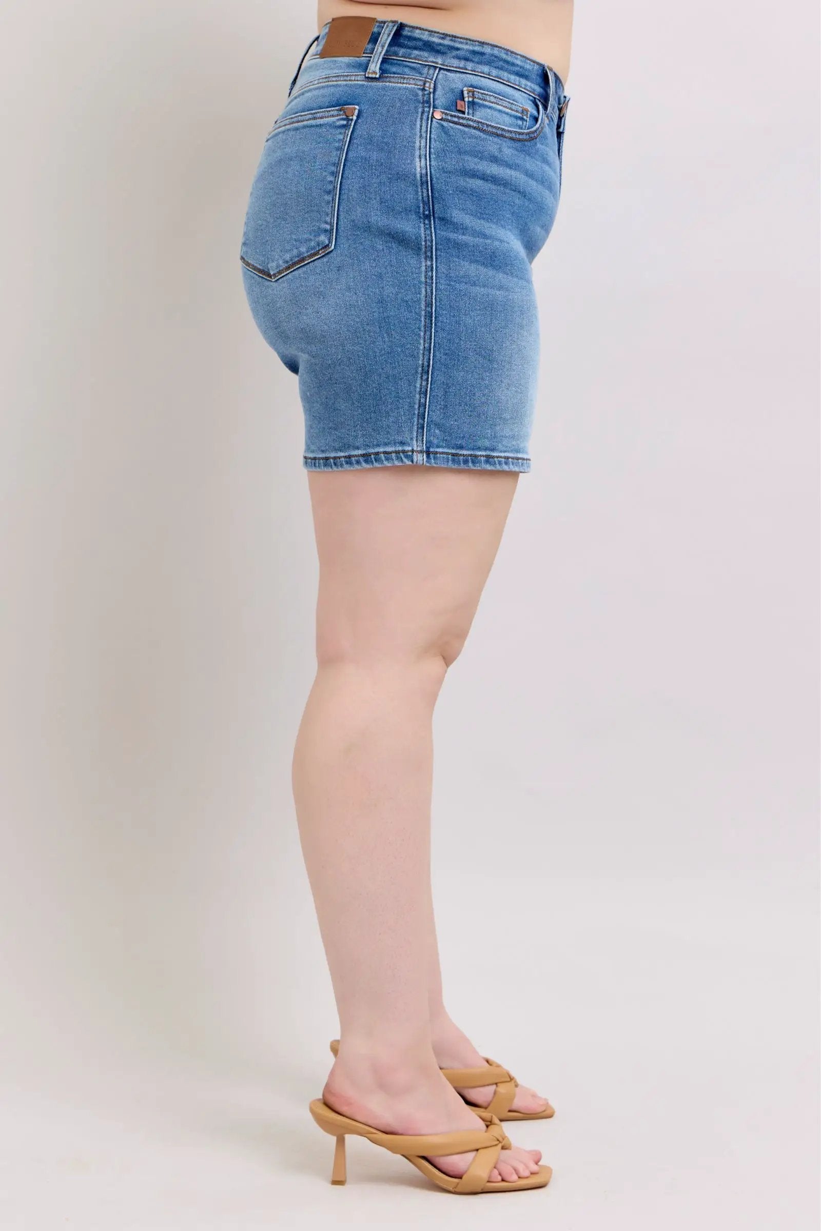 Full Size Two Button Denim Shorts with Pockets Plus Size | Judy Blue by Trendsi
