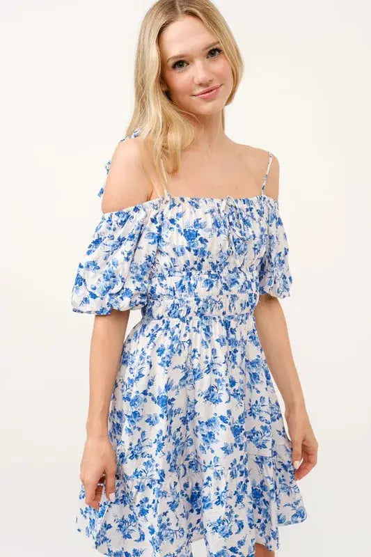 Off-Shoulder Bubble-Sleeve Dress | And The Why by Trendsi