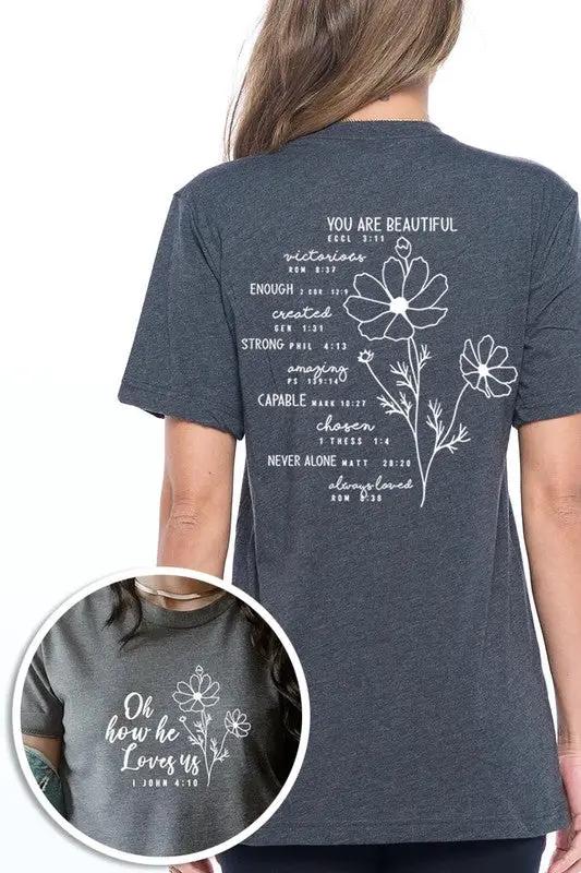 You Are Beautiful Front and Back Graphic Plus Tee by Color Bear