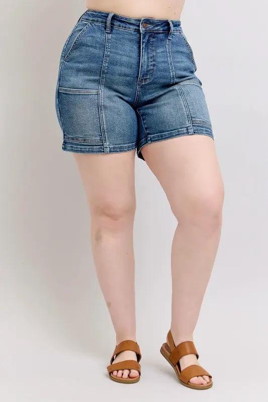 Full Size High Rise Denim Shorts Plus Size | Judy Blue by Trendsi