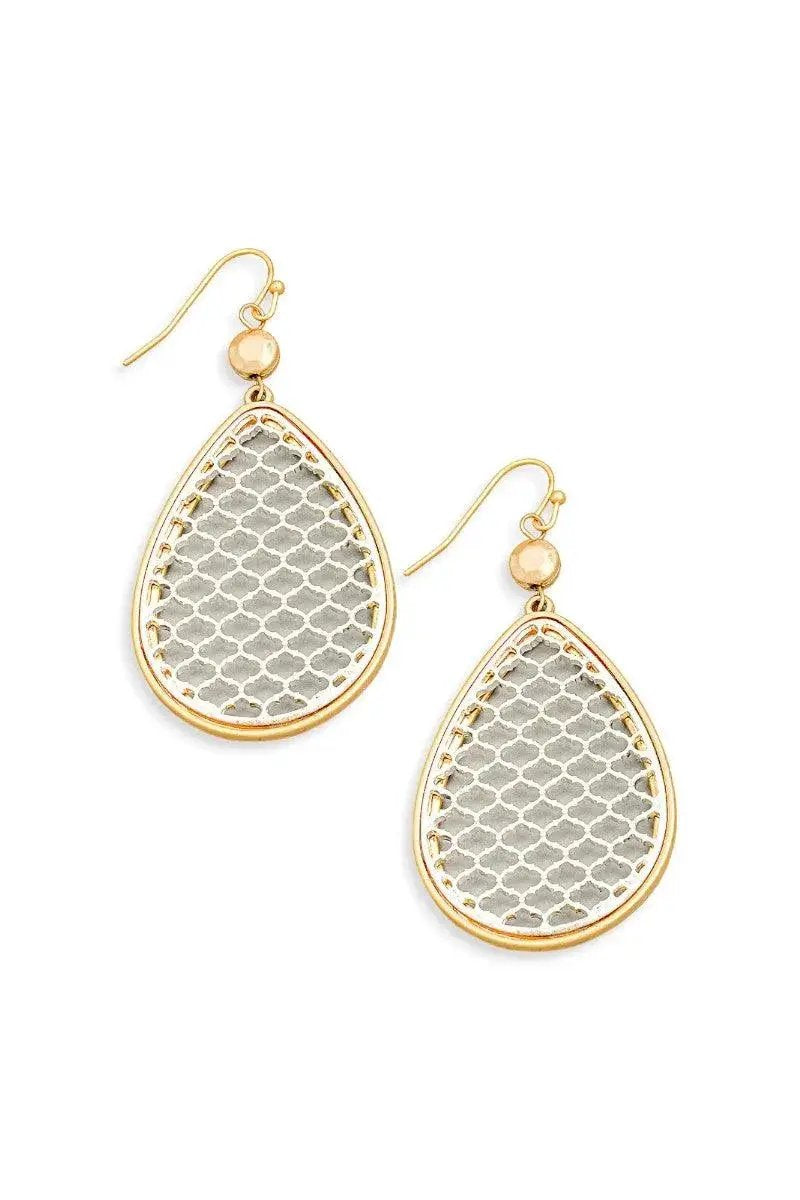 Teardrop Filigree Mesh Drop Earrings by YC COLLECTIONS