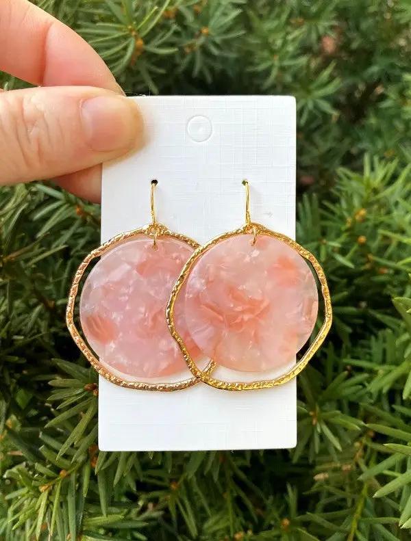 Pink Disc Acrylic Chandelier Earrings by Baubles by B