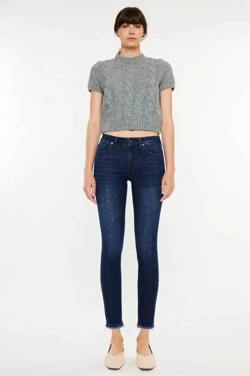 High-Rise Slim Fit Raw Hem Ankle Jeans | Kancan USA by Trendsi