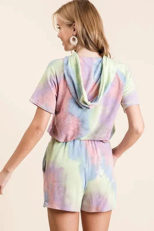 Tie Dye French Terry Casual Shorts with Twill Tape | BiBi by Trendsi