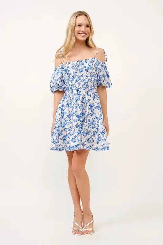 Off-Shoulder Bubble-Sleeve Dress | And The Why by Trendsi