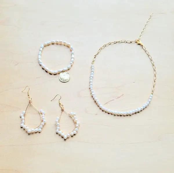 Genuine Pearl Necklace w/ Gold Chain Accent by The Jewelry Junkie