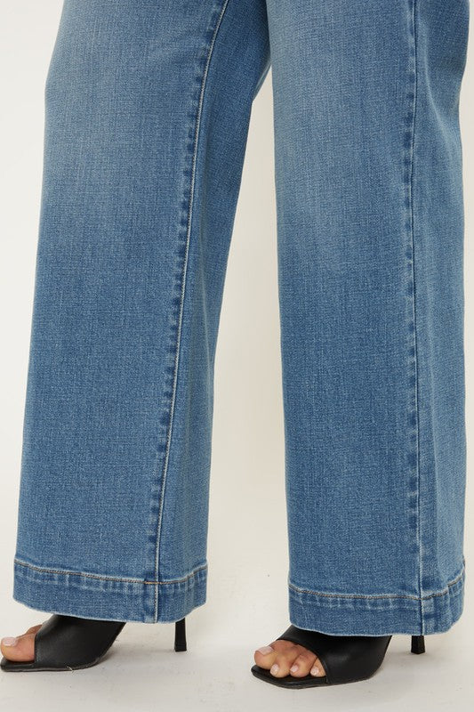 Plus High Rise Trouser Wide Leg Jeans | Kan Can USA