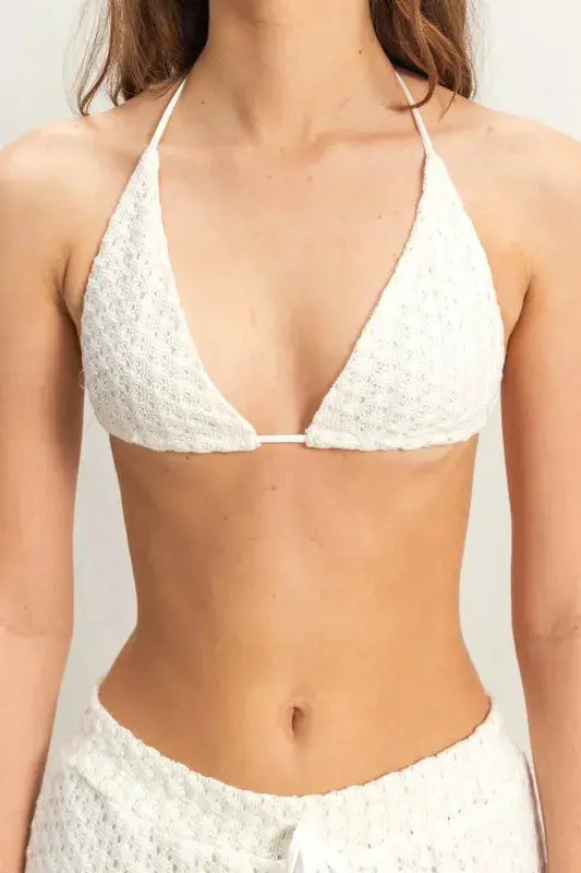 Crochet Bra and Drawstring Pants Set | HYFVE by Trendsi