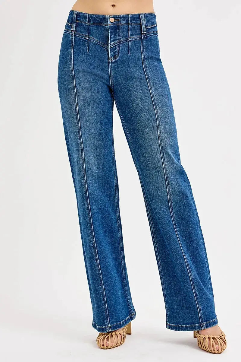 Seam Detail Wide Leg Jeans | RISEN by Trendsi