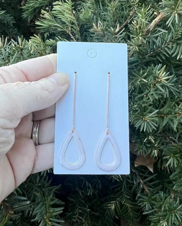 White Gold Teardrop Threader Minimalist Earrings by Baubles by B