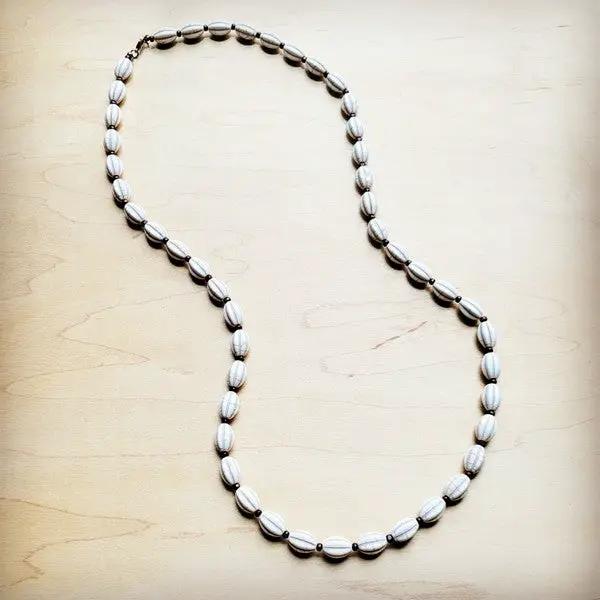 White Turquoise & Wood Melon Beaded Necklace by The Jewelry Junkie