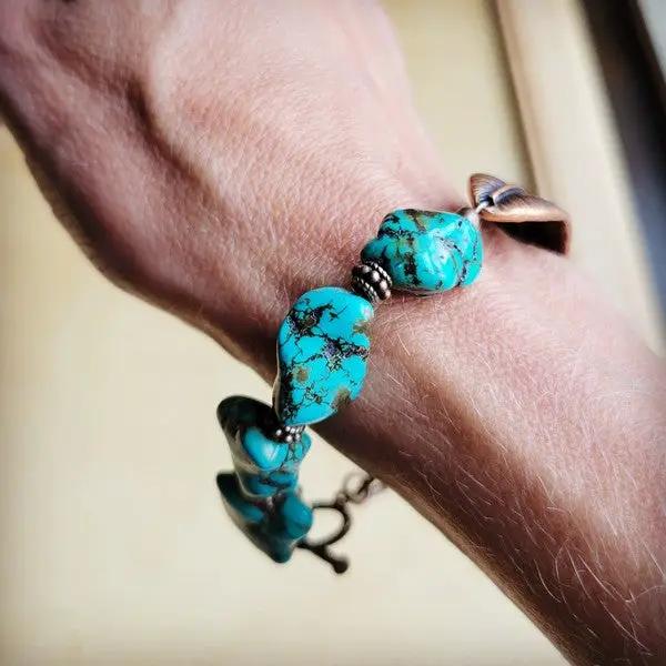 Turquoise Feather Beaded Bracelet by The Jewelry Junkie