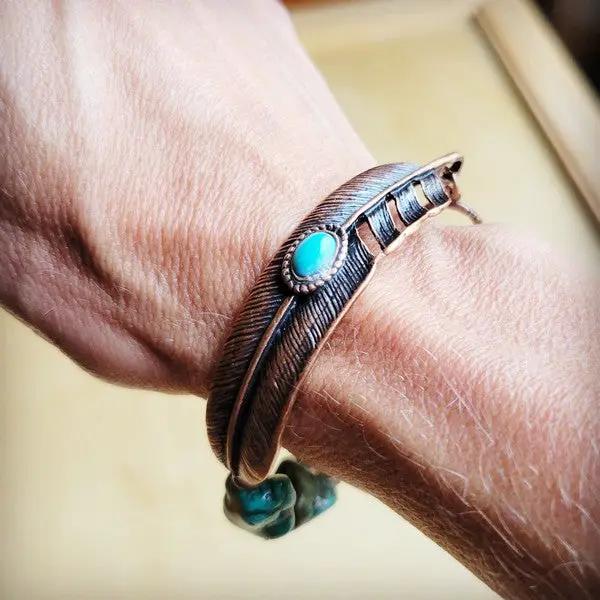 Turquoise Feather Beaded Bracelet by The Jewelry Junkie