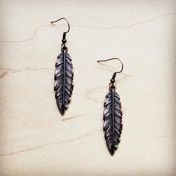 Antique Copper Feather Earrings by The Jewelry Junkie
