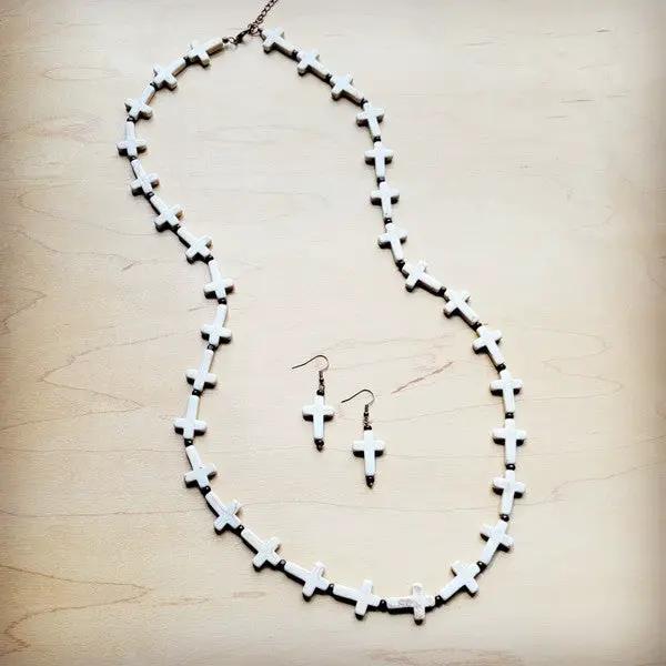 White Turquoise Cross Earrings by The Jewelry Junkie