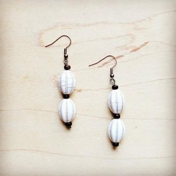 White Turquoise Melon Bead Earrings by The Jewelry Junkie