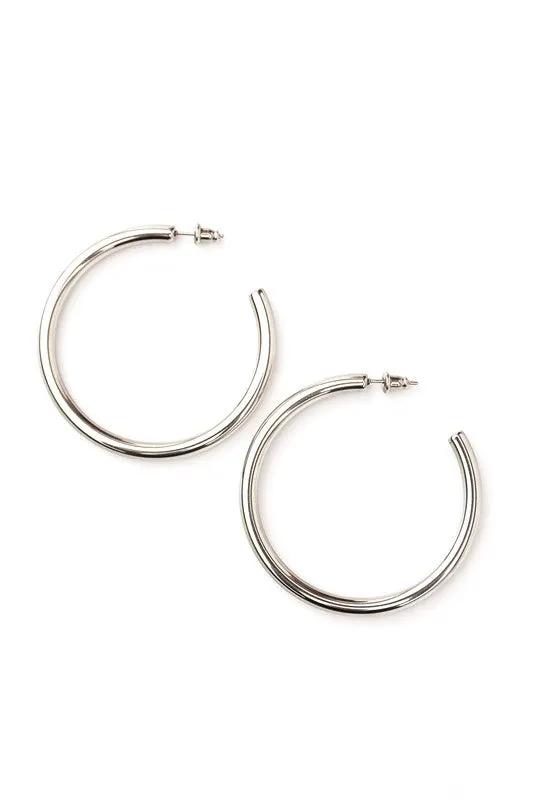 14K STAINLESS STEEL OPEN HOOP EARRINGS by Aili's Corner