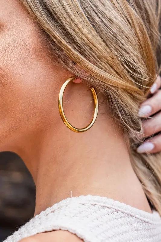 14K STAINLESS STEEL OPEN HOOP EARRINGS by Aili's Corner