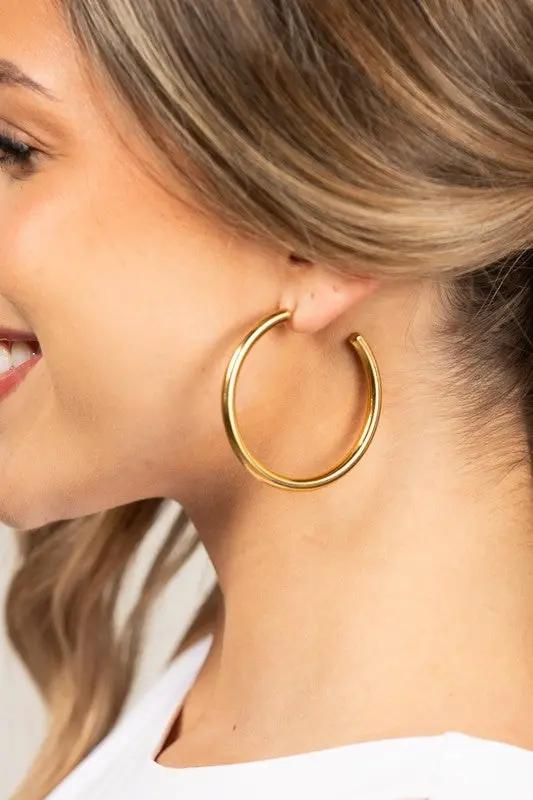 14K STAINLESS STEEL OPEN HOOP EARRINGS by Aili's Corner