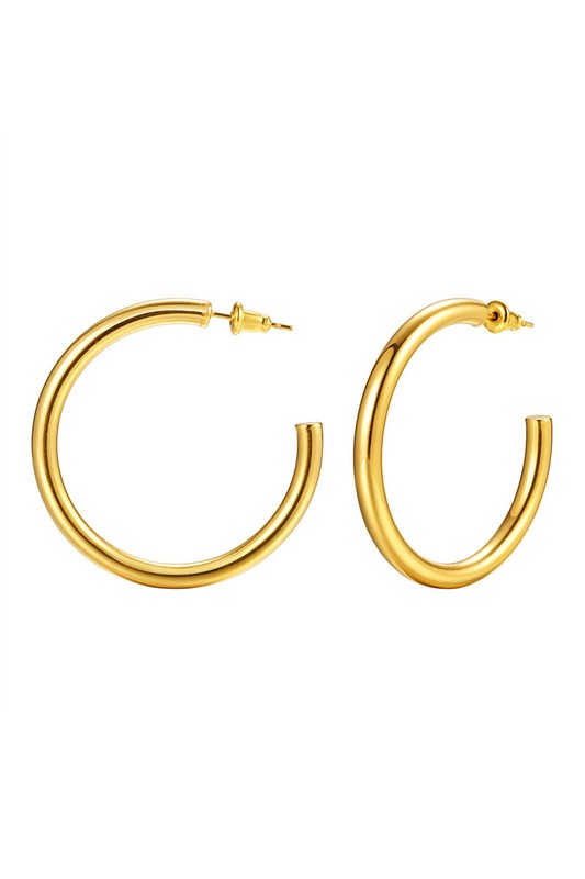14K STAINLESS STEEL OPEN HOOP EARRINGS by Aili's Corner