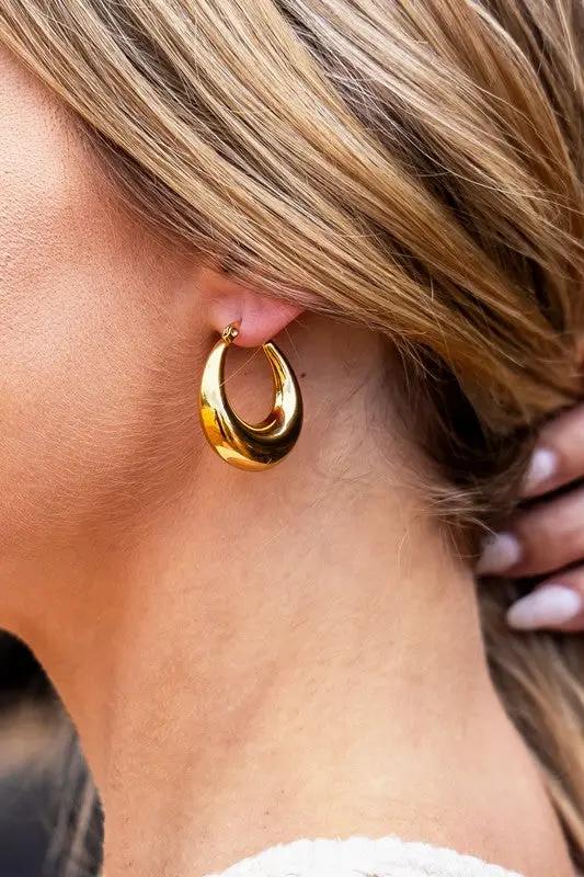 18K STAINLESS STEEL MOD HOOP EARRINGS by Aili's Corner