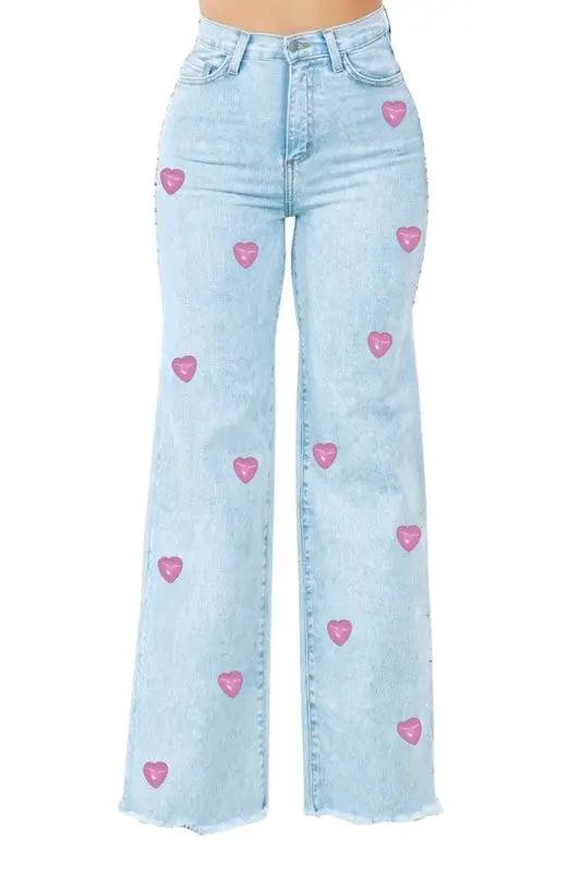 Brooklyn Wide Leg Jean with heart by GJG Denim