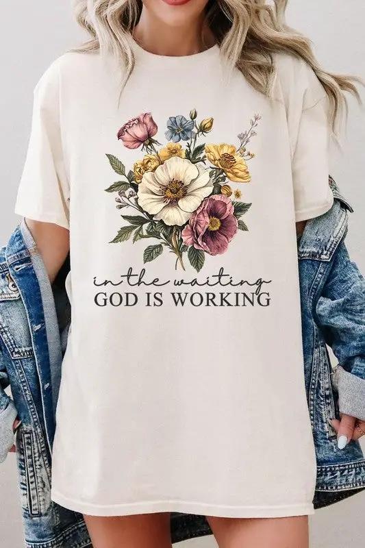 God is Working Vintage Floral Heavy Cotton Tee by Color Bear