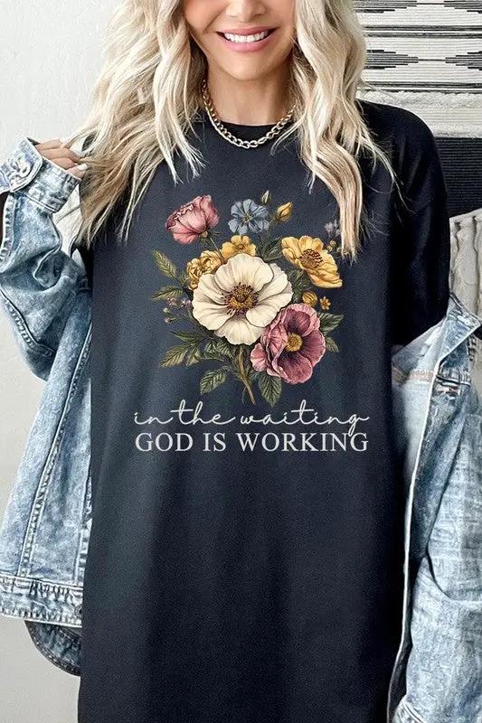 God is Working Vintage Floral Heavy Cotton Tee by Color Bear