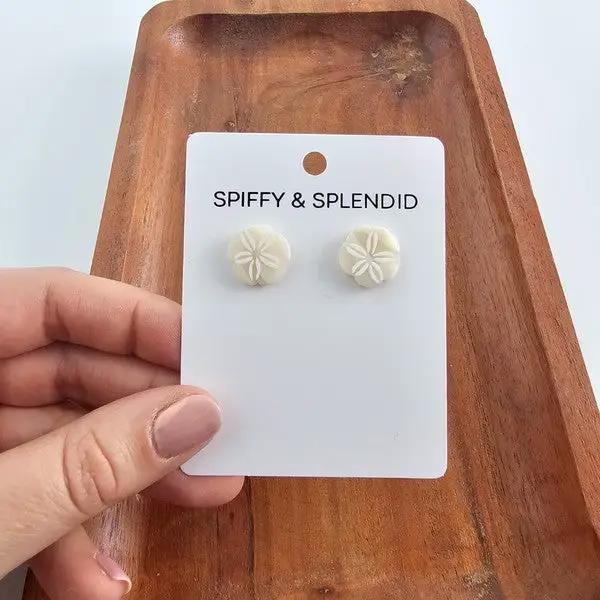Sand Dollar Studs - Ivory by Spiffy & Splendid