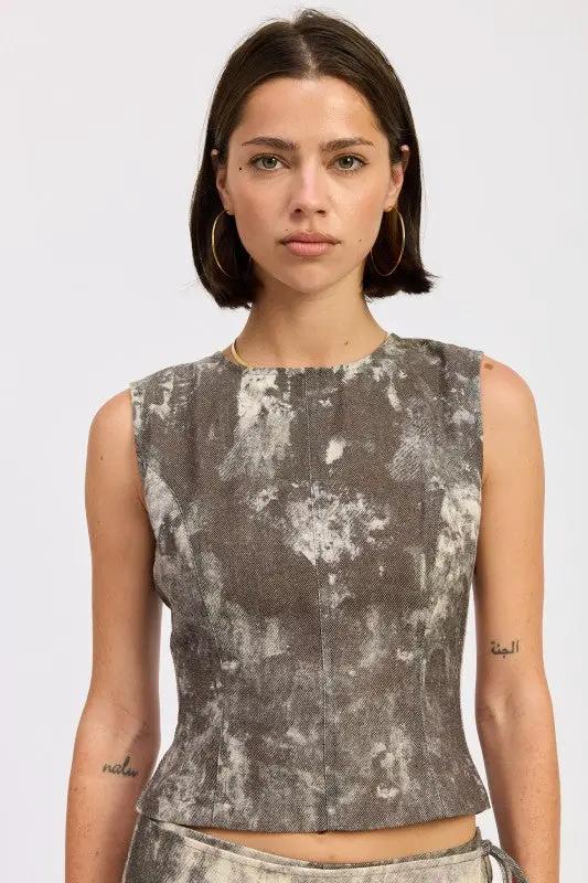 DENIM TANK TOP OPEN BACK TIE | Emory Park by Emory Park