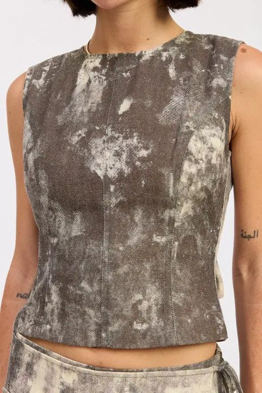 DENIM TANK TOP OPEN BACK TIE | Emory Park by Emory Park