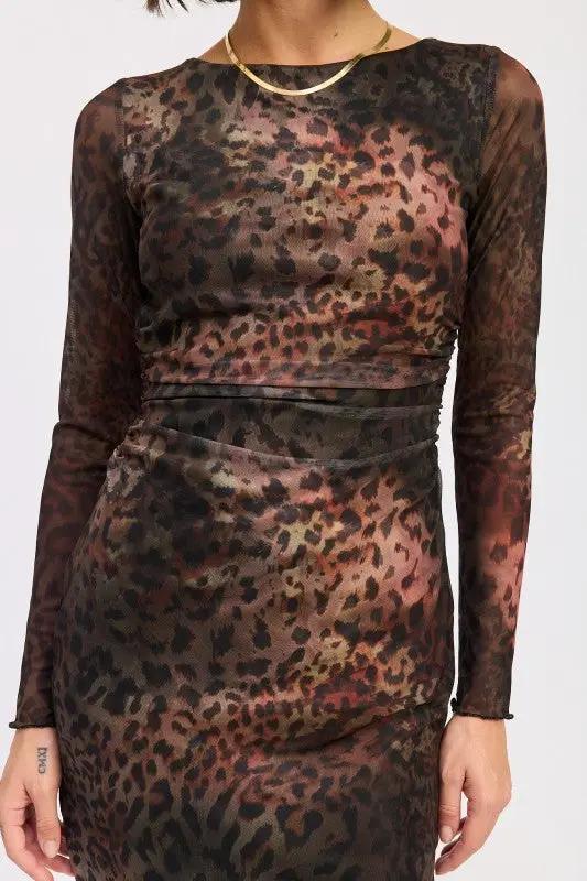 MINI OPEN BACK MESH ANIMAL PRINT DRESS | Emory Park by Emory Park