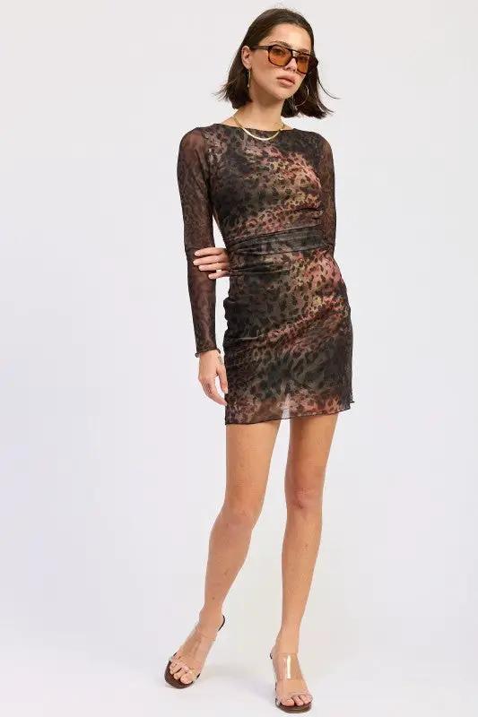 MINI OPEN BACK MESH ANIMAL PRINT DRESS | Emory Park by Emory Park
