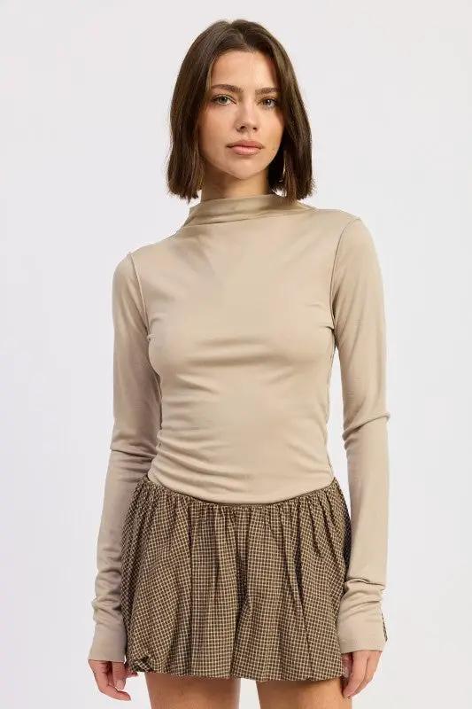 MOCK NECK LONG SLEEVE JERSEY TOP | Emory Park by Emory Park