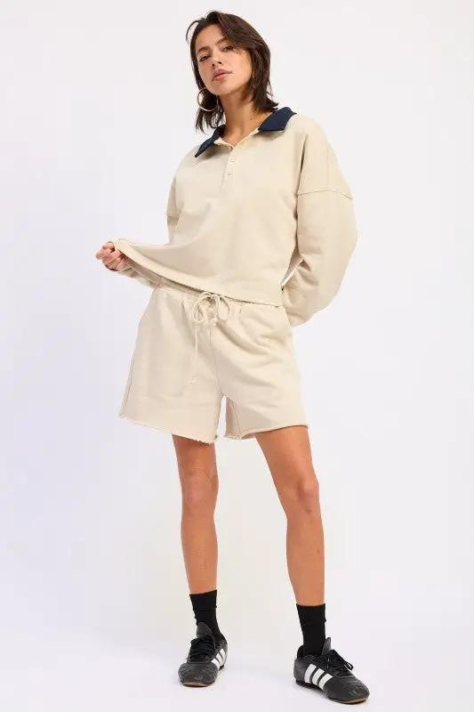 CONTRAST COLLAR PULLOVER TOP | Emory Park by Emory Park