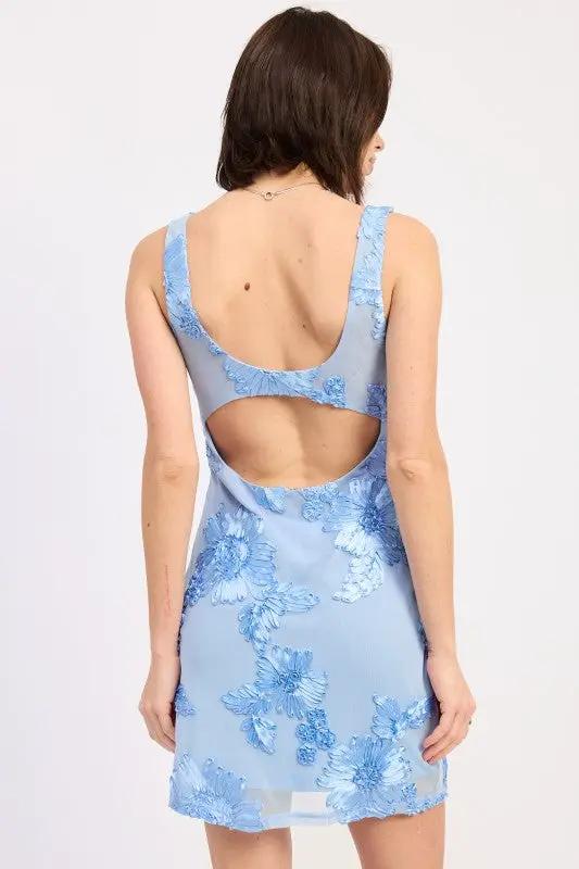 Square Neck Mesh Mini Dress with Macrame Detail | Emory Park by Emory Park