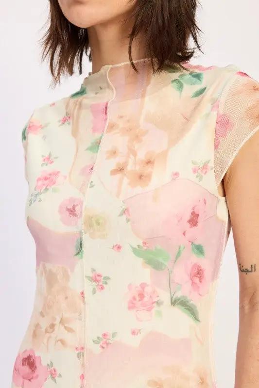 Sheer Mesh Midi Dress with Merrow Seam Detail | Emory Park by Emory Park