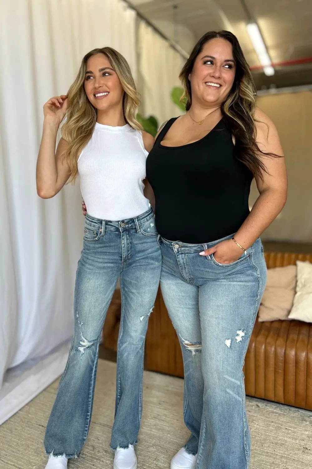 Medium Rise Tummy Control Destroy Flare Jeans | Judy Blue by Trendsi