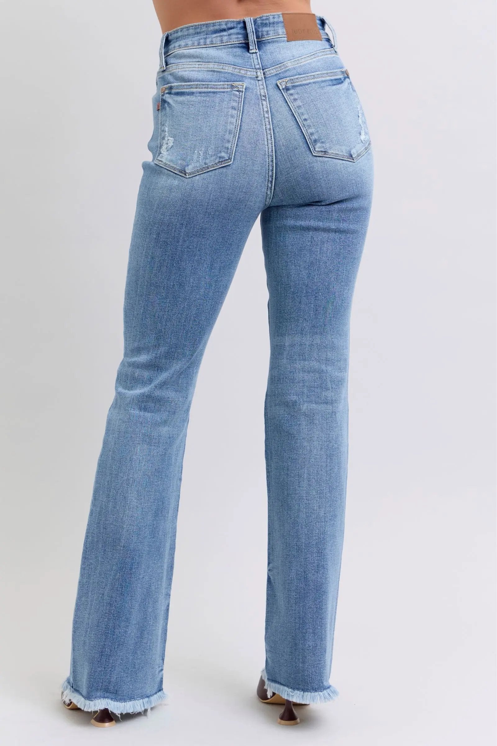 Full Size Raw Hem High Rise Bootcut Jeans | Judy Blue by Trendsi