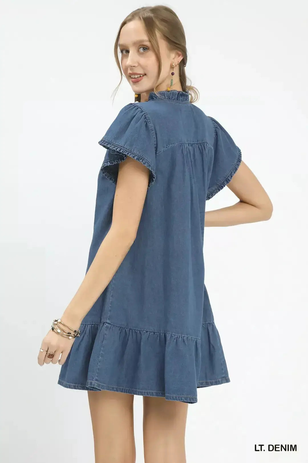 Ruffled Washed Denim Dress | Umgee by Trendsi