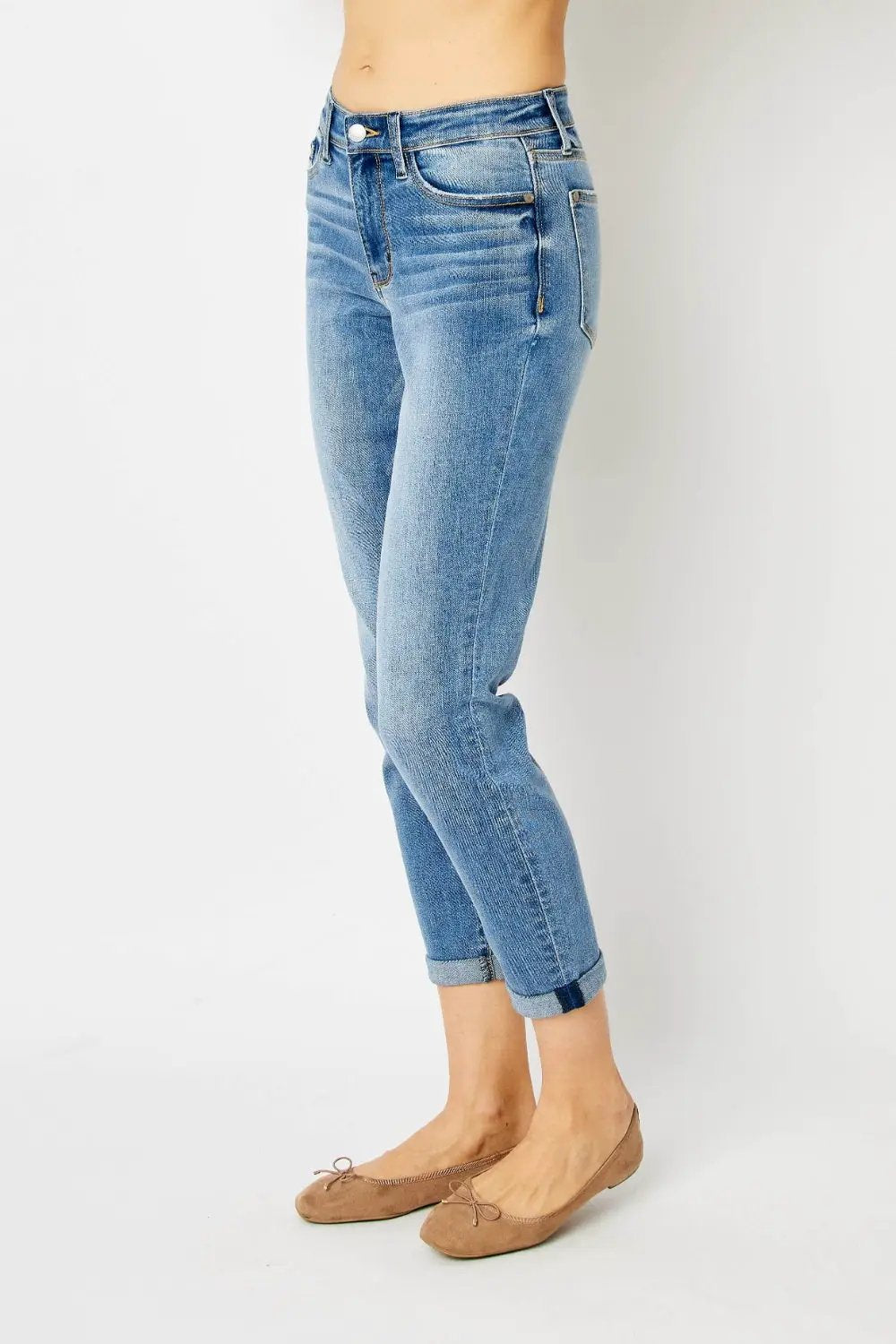 Full Size Cuffed Hem Slim Jeans | Judy Blue by Trendsi