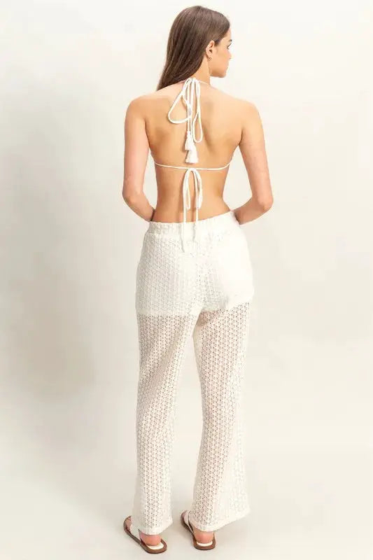 Crochet Bra and Drawstring Pants Set | HYFVE by Trendsi