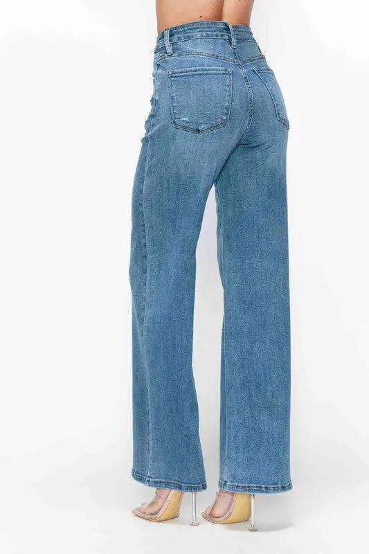 Full Size High Rise Wide Leg Jeans with Pockets | bytos by Trendsi