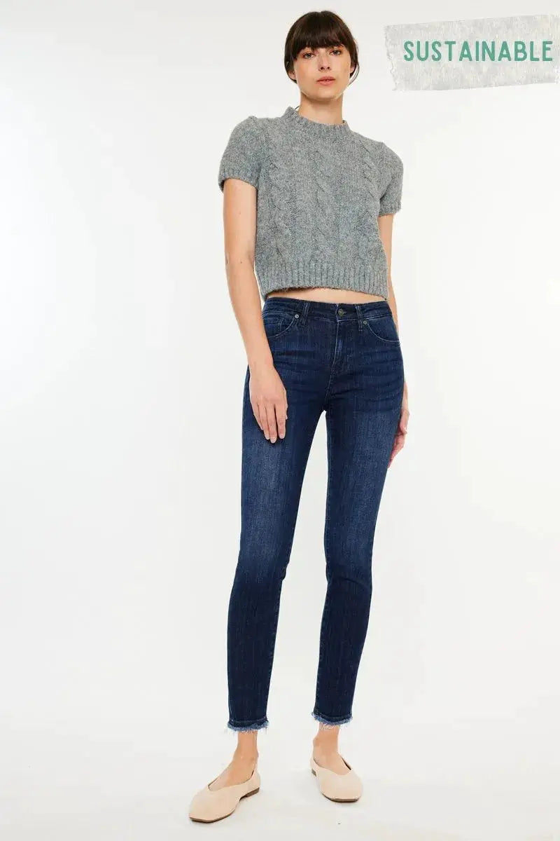 High-Rise Slim Fit Raw Hem Ankle Jeans | Kancan USA by Trendsi